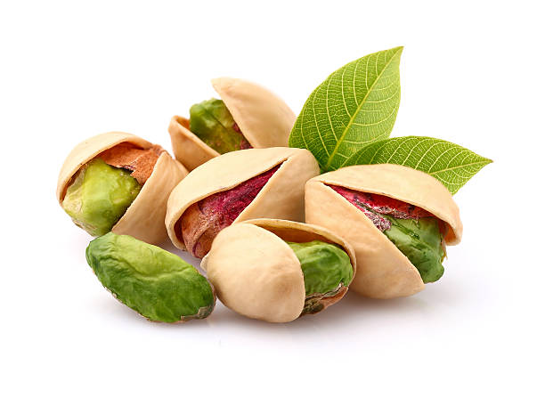 Pistachio with leaf stock photo