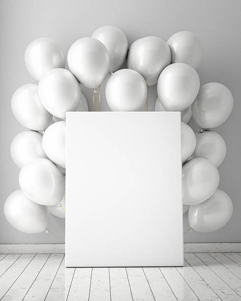 istock mock up poster in interior background with white balloons 467235982