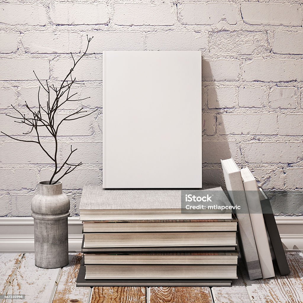 mock up poster and canvas in vintage interior background 2015 Stock Photo