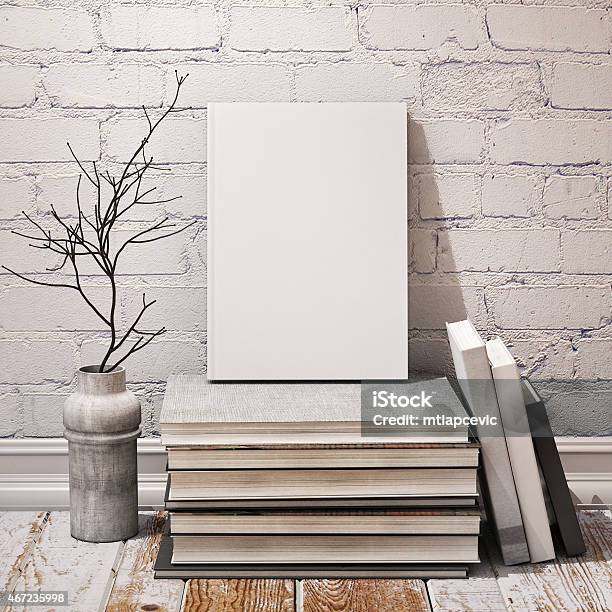 Mock Up Poster And Canvas In Vintage Interior Background Stock Photo - Download Image Now