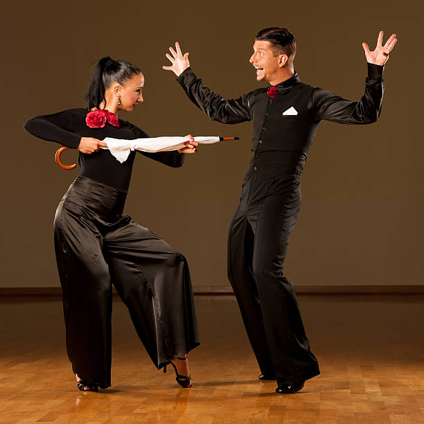 istock Professional ballroom dance couple preform an exhibition dance 467236026