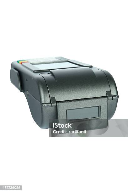 Pos Machine In White Background Stock Photo - Download Image Now - 2015, Banking, Business