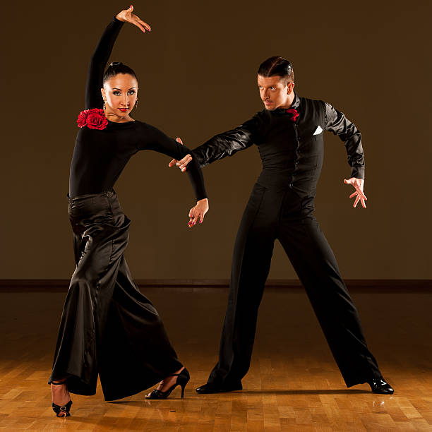 istock Professional ballroom dance couple preform an exhibition dance 467236102