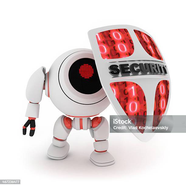 Robot And Shield Stock Photo - Download Image Now - Robot, Shield, Abstract
