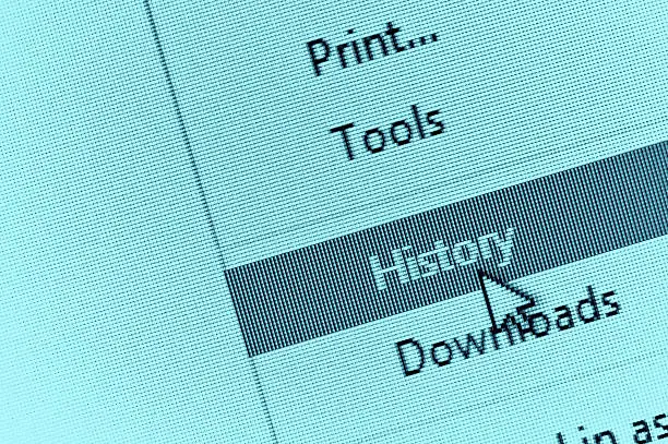 Photo of Computer cursor pointing to internet browser history in menu