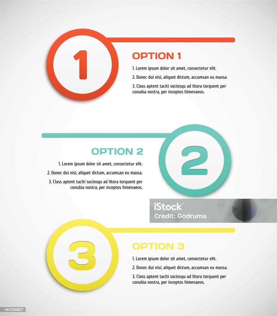 Three steps for progress vector One two three - vector progress steps. Vector illustration for your design. Number 1 stock vector