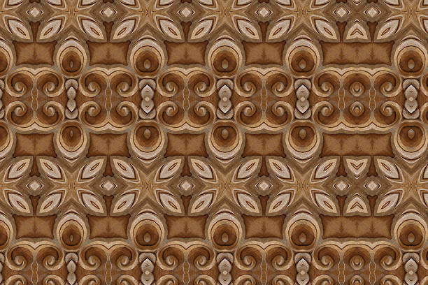 Carved wood wall close