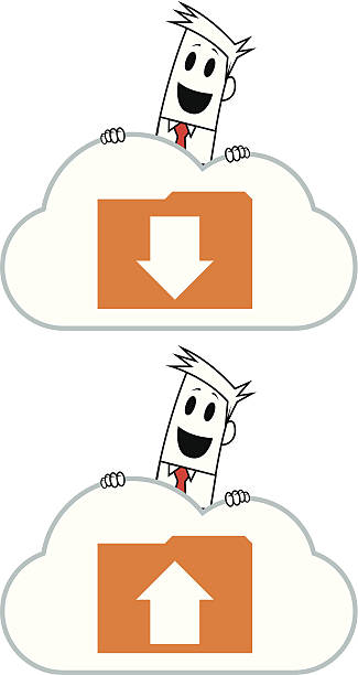 Square guy - Cloud technology icons vector art illustration