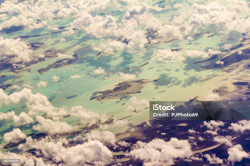 Aerial view of clouds over Bahamas Aerial view of clouds over Bahamas at late afternoon 2015 Stock Photo