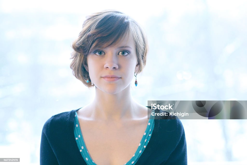 portrait of a girl and the neutral emotion 2015 Stock Photo