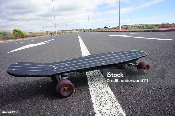 Vintage Style Longboard Black Skateboard Stock Photo - Download Image Now - 80-89 Years, Skateboard, Skateboarding