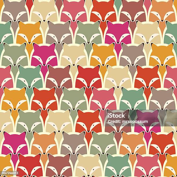 Seamless Fox Pattern Stock Illustration - Download Image Now - Clip Art, Color Image, Cute