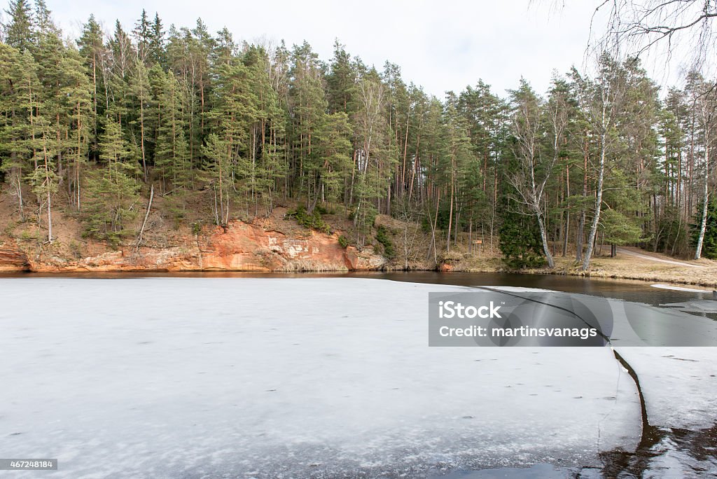 sandstone cliffs in the Gaujas National Park, Latvia sandstone cliffs on the river shore in the Gaujas National Park, Latvia 2015 Stock Photo