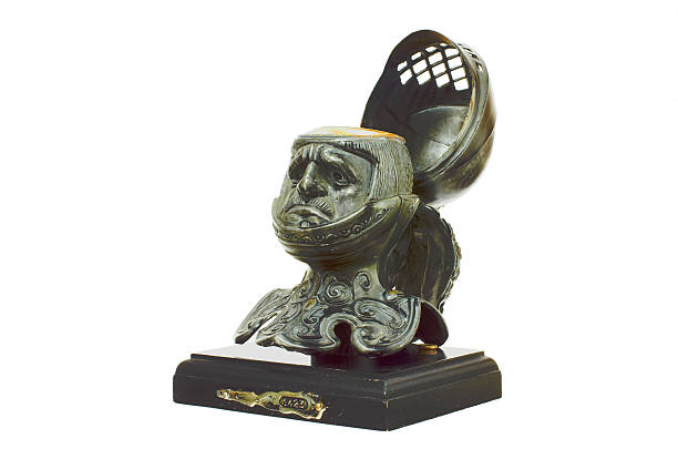 istock Ink in the form of medieval knight head. 467249931