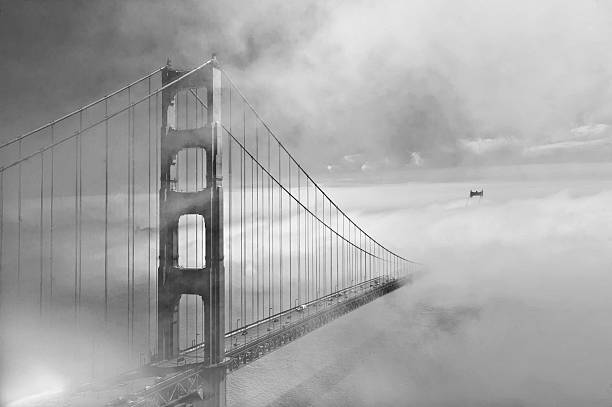 istock Golden Gate Bridge In Fog Black and White 467252920