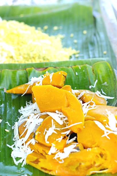 istock Thailand dessert - boiled pumpkin put coconut. 467253586