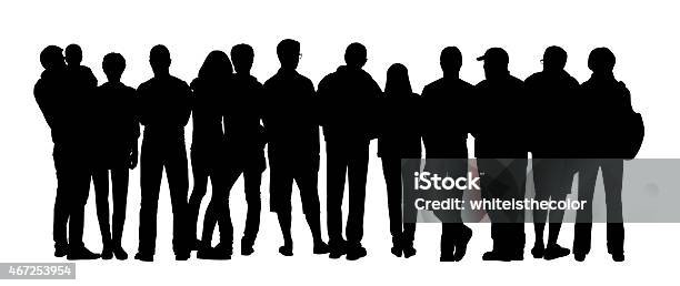 Large Group Of People Silhouettes Set 4 Stock Illustration - Download Image Now - In Silhouette, Men, Rear View