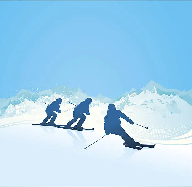 Vector illustration of Ski Silhouettes