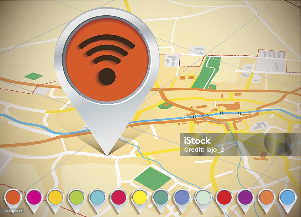 Map With Pins Stock Illustration - Download Image Now - Abstract ...