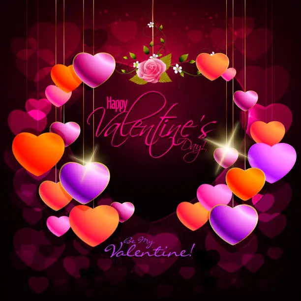 Vector illustration of Elegant Valentine Background with Colorful Hearts