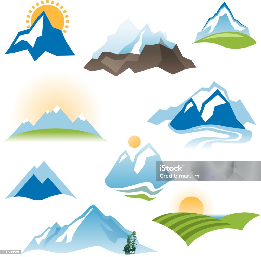 stylized landscape icons 9 stylized landscape icons over white background - vector. EPS 10. File contains transparences! Abstract stock vector