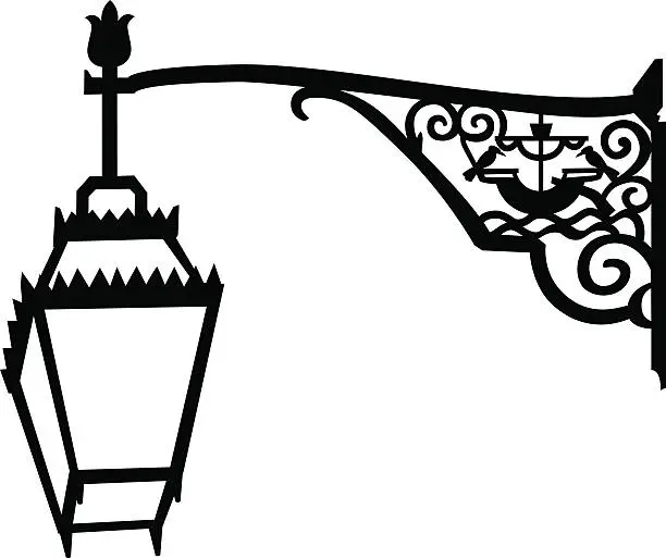Vector illustration of Retro street lamp in Lisbon