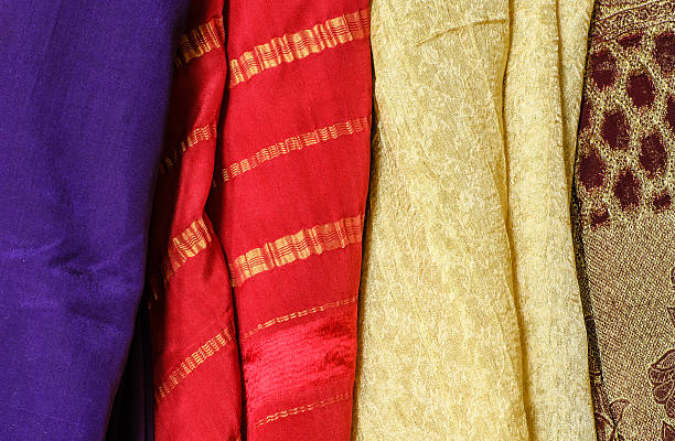 istock Gold, Red, and Purple Fabric 467257586