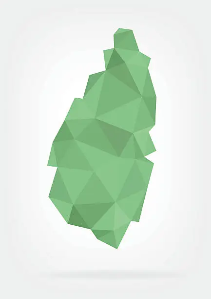 Vector illustration of Low Poly map of Saint Lucia