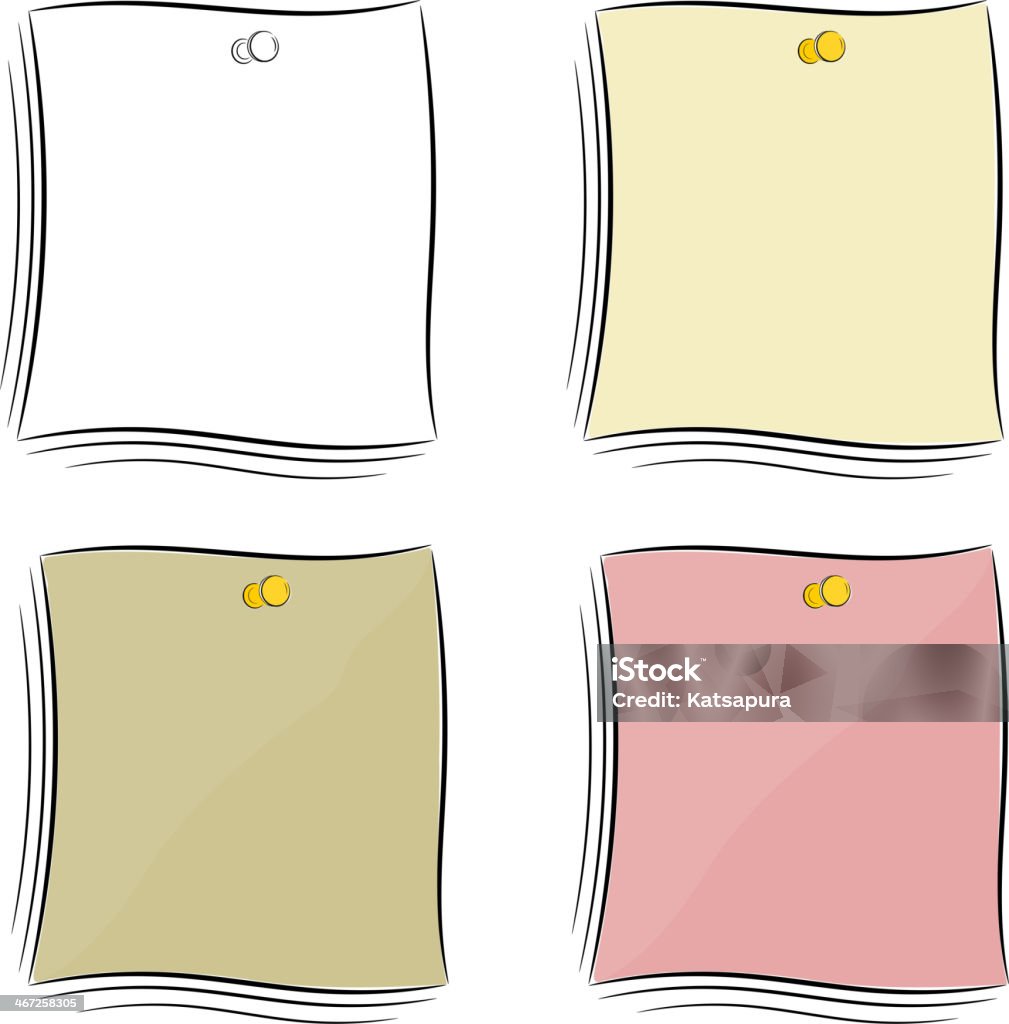 Mini Cartoon Notes Set Of Cartoon Notes Attached Pushpin Eps10 Stock Illustration ...