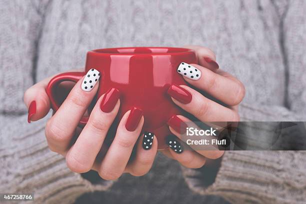 Manicured Womans Hands Holding Cup Stock Photo - Download Image Now - Nail Art, Nail Salon, Fingernail