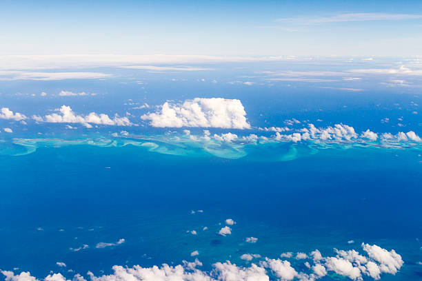 Aerial view of clouds over Bahamas 