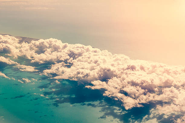 Aerial view of clouds over Bahamas at late afternoon