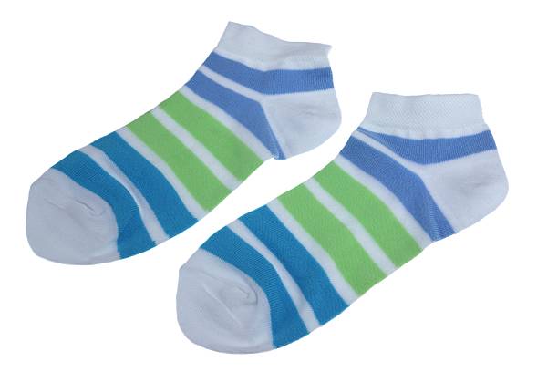 istock Pair Green And Blue Striped Ladies Socks 467262754