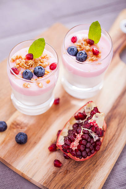 istock Delicious dessert with fruits and flakes 467263348