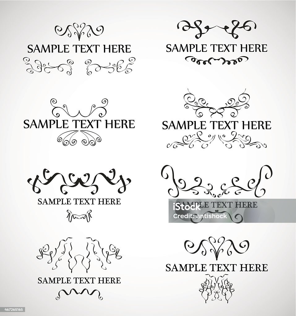 Wektor zestaw elementów projektu calligraphic - Grafika wektorowa royalty-free (Dekoracja)