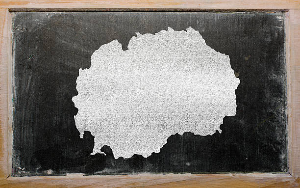 istock outline map of macedonia on blackboard 467266816