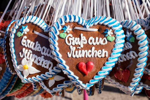 typical souvenir at the Beer Fest in munich - a gingerbread heart - lebkuchenherz