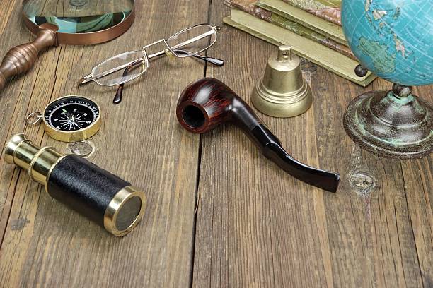 istock Traveler Wood Table With Many Necessary Items. 467267174
