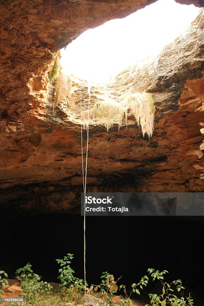 Cave on the Nullarbor, Australia White Wells Cave 2015 Stock Photo
