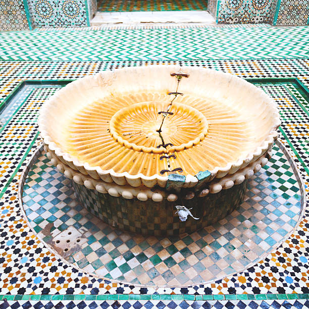 fountain in morocco africa old antique construction  mousque palace