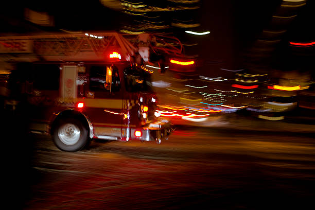 istock Fire truck in the night 467274560