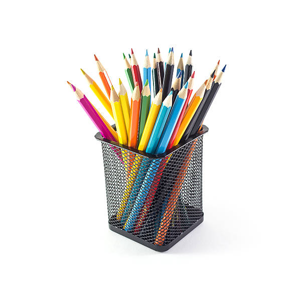 istock Color pencils isolated on white background, selective focus 467275936