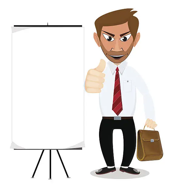 Vector illustration of Businessman with a poster, vector