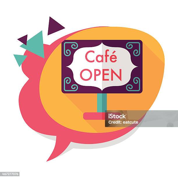 Coffee Shop Signs Flat Icon With Long Shadow Eps10 Stock Illustration - Download Image Now - 2015, Afternoon Tea, Business