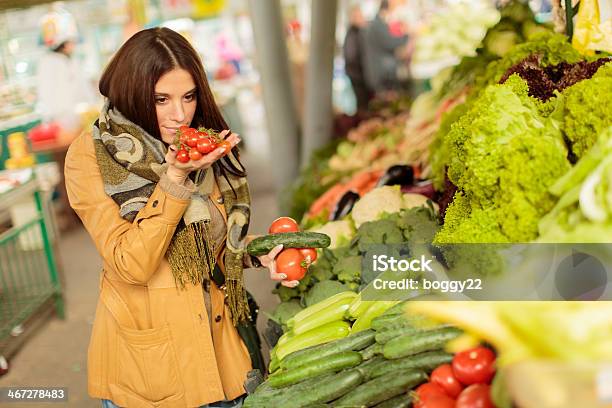 Young Woman At The Market Stock Photo - Download Image Now - Adult, Adults Only, Beautiful People