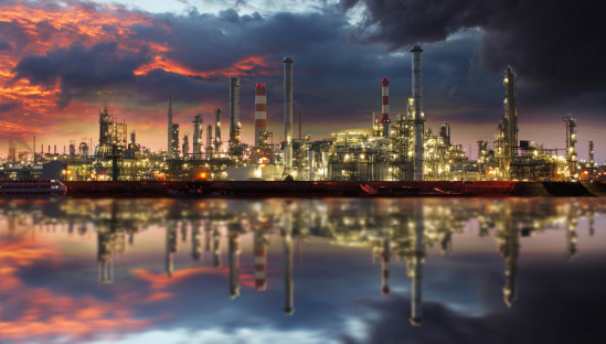 Oil refinery at twilight - petrochemical industry