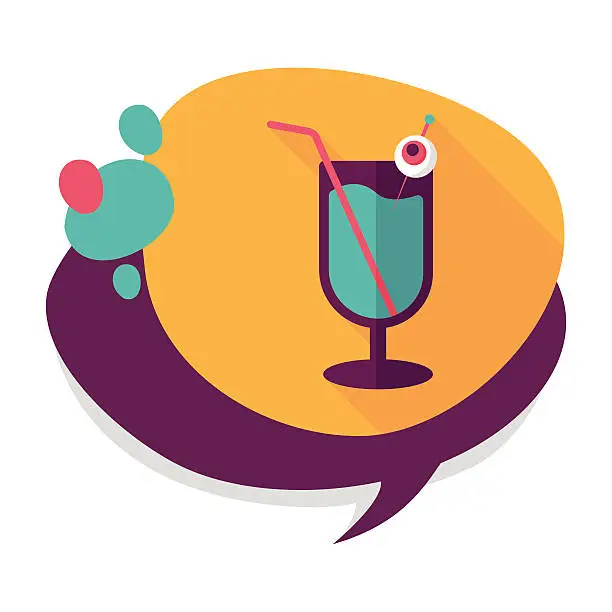 Vector illustration of Halloween cocktail flat icon with long shadow,eps10