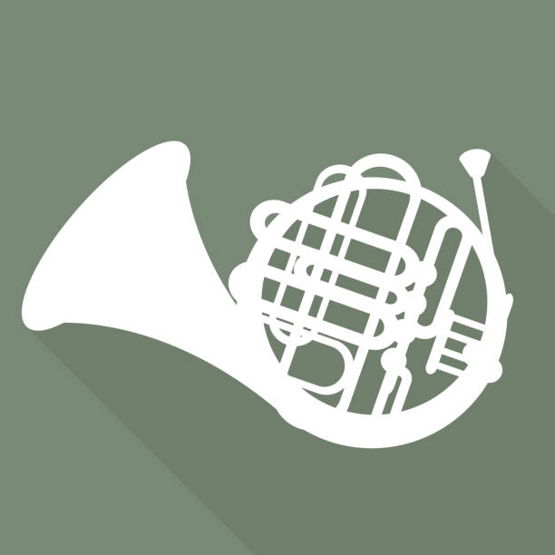 музыка ветра инструментов значок - trombone musical instrument wind instrument brass band stock illustrations