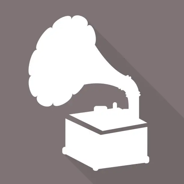 Vector illustration of Gramophone,old retro  record player icon