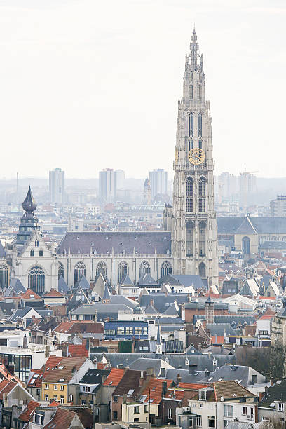 знаменитый собор нашей дамы в антверпене, бельгия - cathedral of our lady стоковые фото и изображения